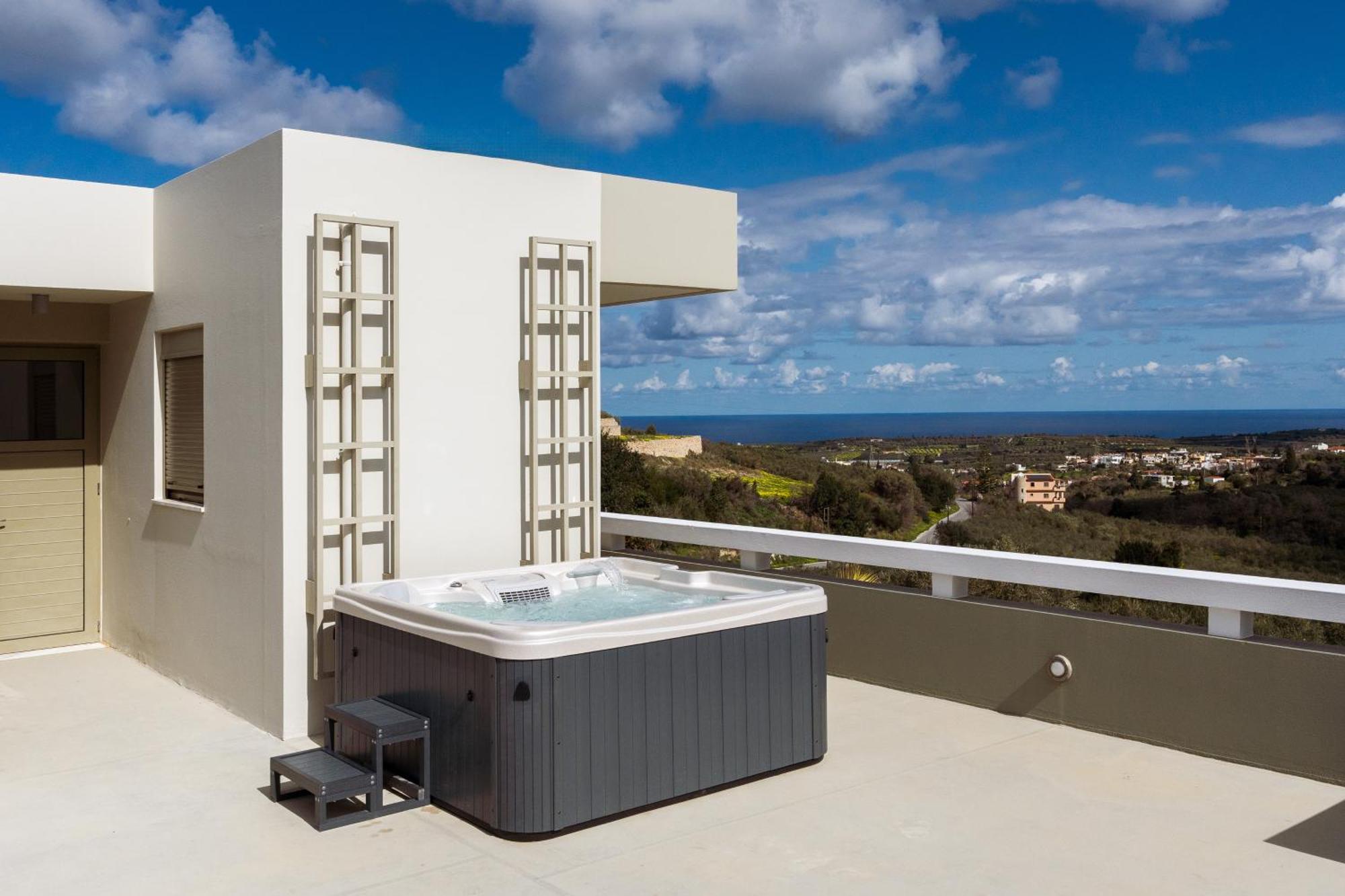 Rizes Villa With Jacuzzi & Heated Pool Agia Triada Exterior photo